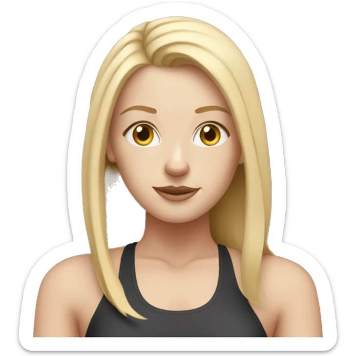 white woman with long blonde hair and cat shaped eyes wearing a yoga outfit  sticker