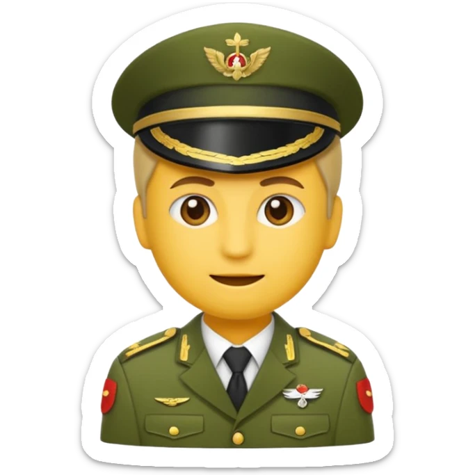 Eine salutierenden Emoji (Hautfarbe: weiß) in Armee Klamotten männlich salutierend sticker