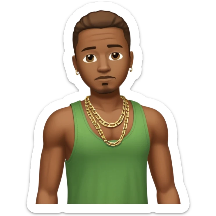 CJ from GTA San Andreas with his green tank top, jeans and chain necklace sticker