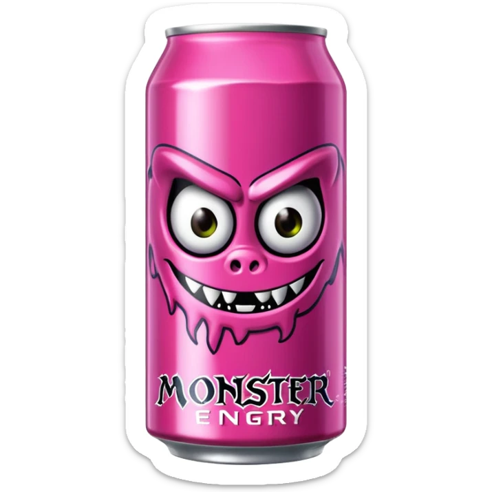 Pink monster energy drink with the logo of original monster company energy drink do not add the face in it just normal monster can  sticker