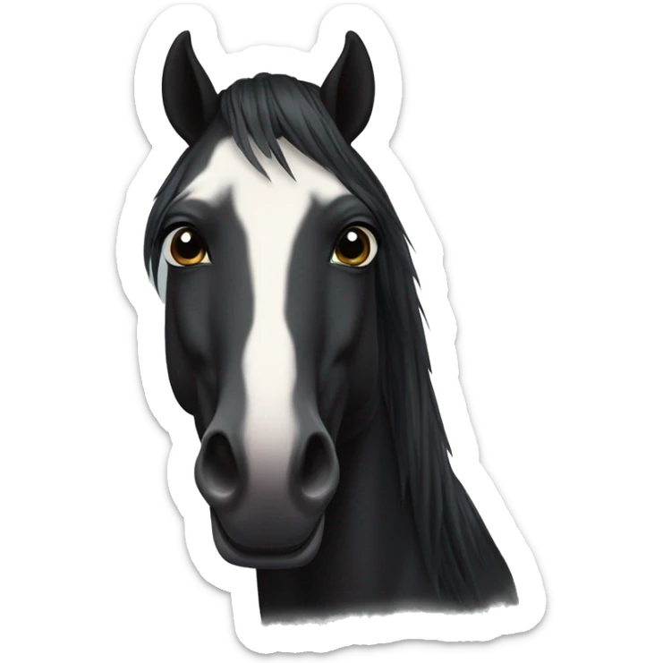 face of black horse with SMALL Star on forehead and has short mane lookin at front sticker