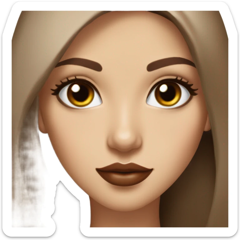Albania girl, model face, sun kiss skin, long eye lashes, volume red lips,chocolate brown eyes, long brown beige straight hair,  sticker