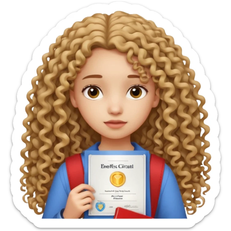 A girl with long curly hair sadly shows an IELTS certificate with a score of 3.0 sticker