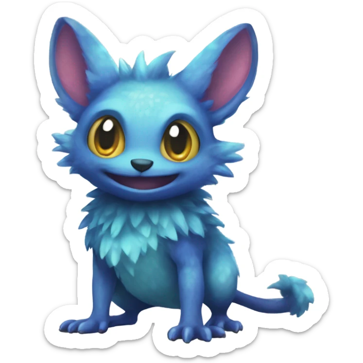 Colorful cute furry anthropomorphic painted Fakémon-Pokémon-Trico-Vernid-creature sticker