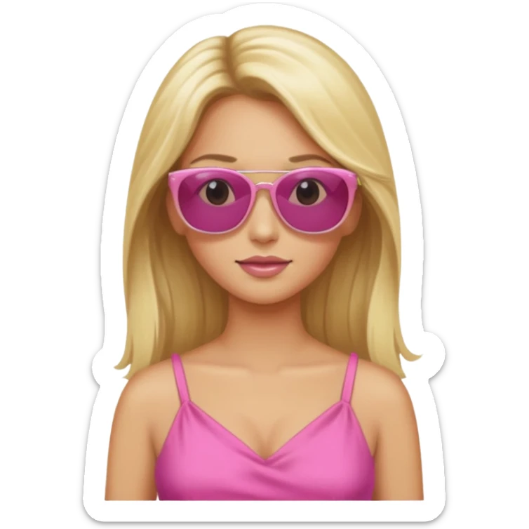 dior women with long blonde hair, pink dress, wear sun glasses sticker