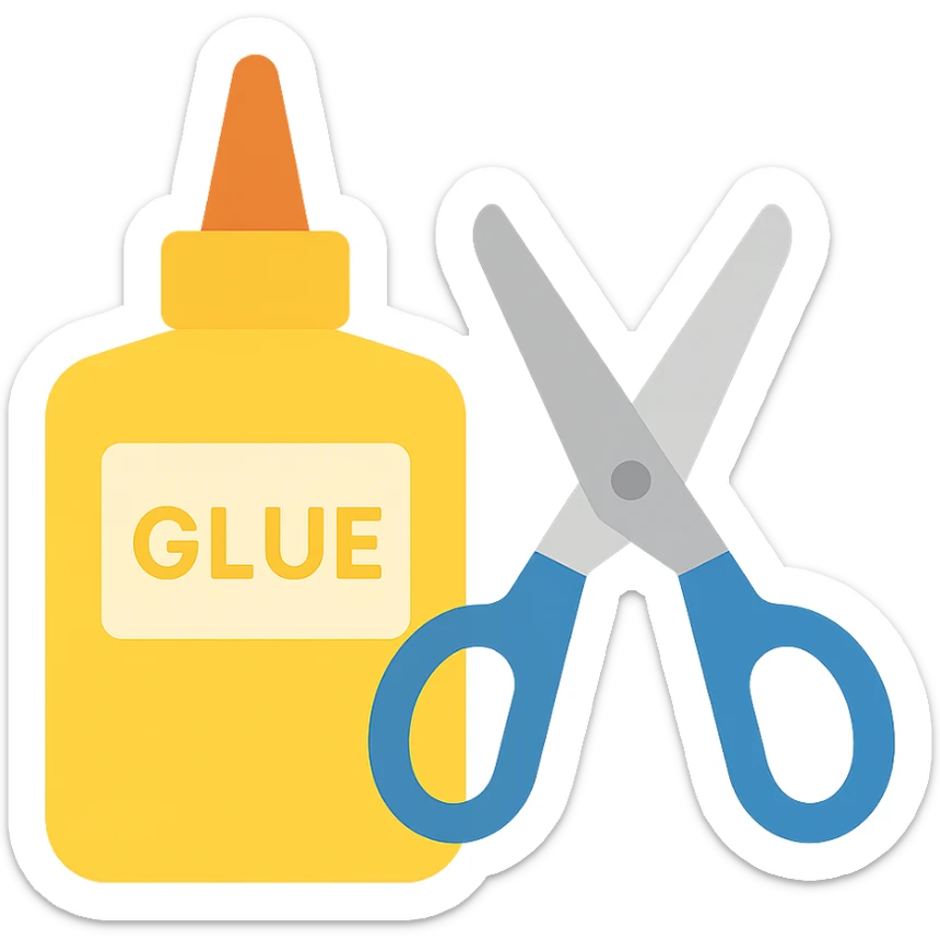 craft glue and scissors flat toon sticker