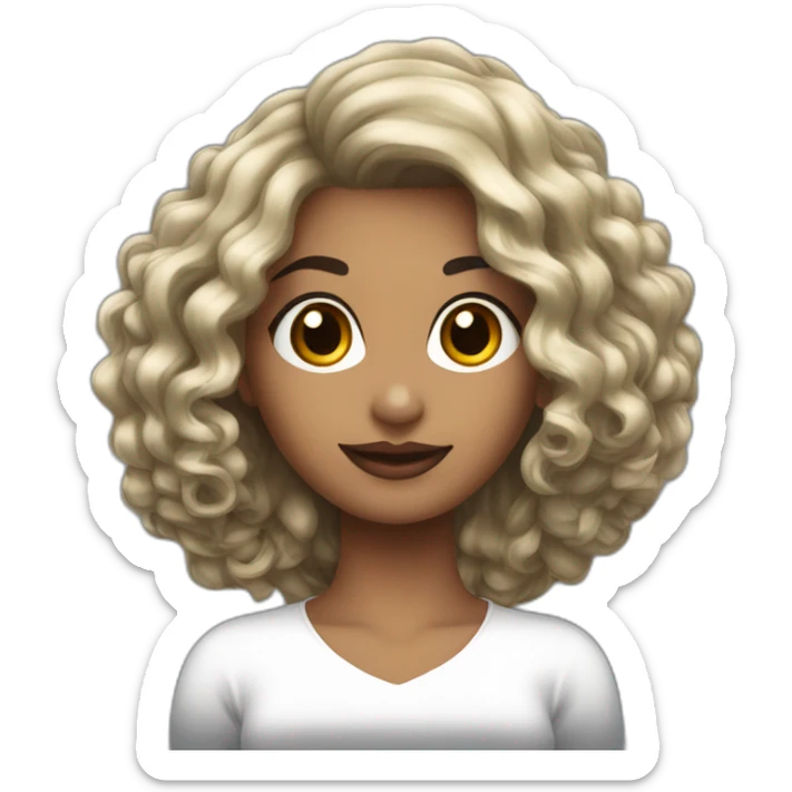 adulta de piel morena y cabello largo rizado negro sticker