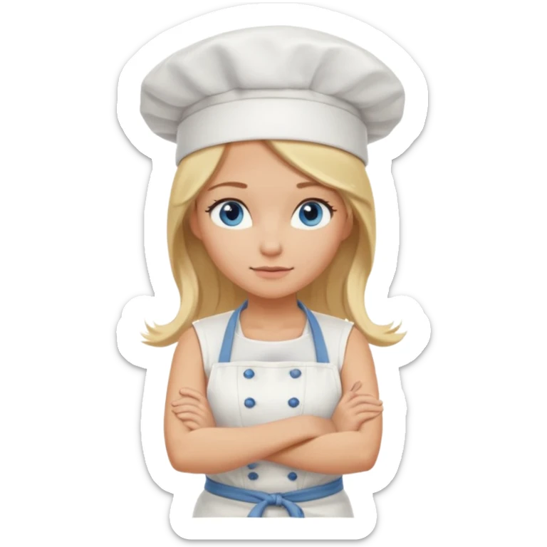 Sexy Full body  pretty
Long Blonde hair blue eyed female chef arms folded wearing tank top and denim shorts and chef hat arms folded sticker