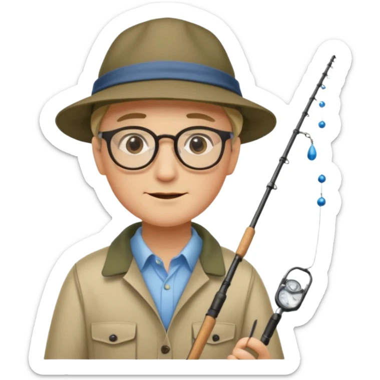Accountant who wears glasses and loves fishing with fair skin and bold spot sticker