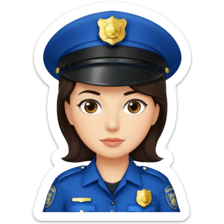 police woman with dark brown hair and bright skin sticker