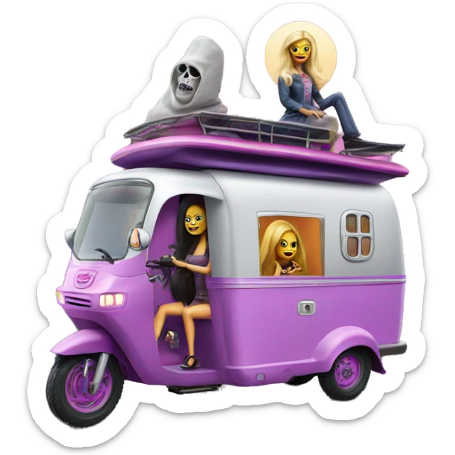 Haunted Barbie dream house Caravan motorbike tuk tuk  sticker