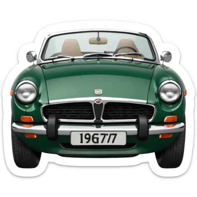 1977 British racing green Mgb roadster chrome bumper wire wheels reg plate YGR 151R  sticker