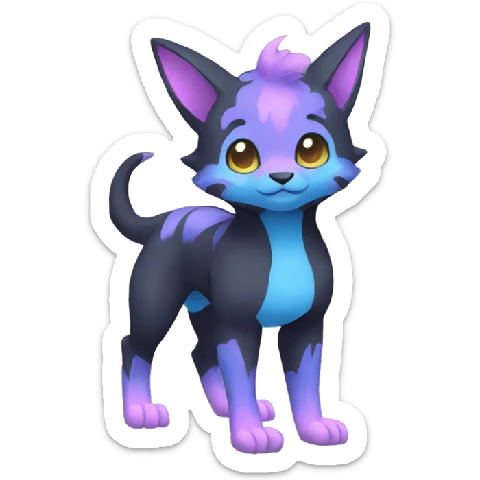 Cute cool black blue purple pink animal hybrid Fakemon full body sticker