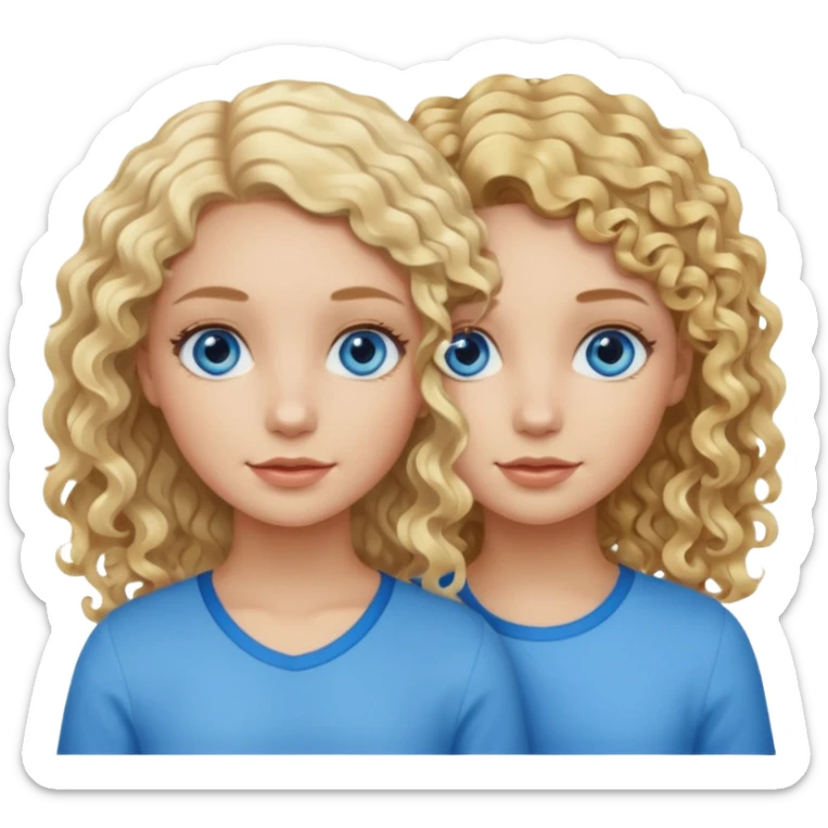 Two girls, one with curly blonde hair, blue eyes and another with wavy blonde hair and blue eyes sticker