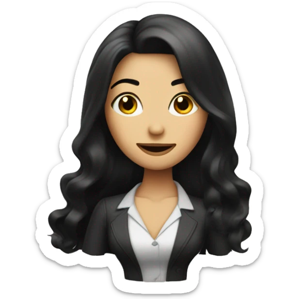 woman waving long black hair and well dressed doing eye wink  sticker