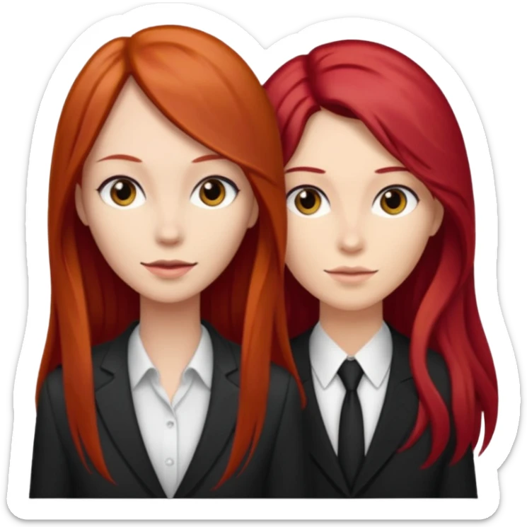 Mujer flaca con cabello largo color rojo color de piel blanca, hombre de color medio moreno con cabello color negro, flaco sticker