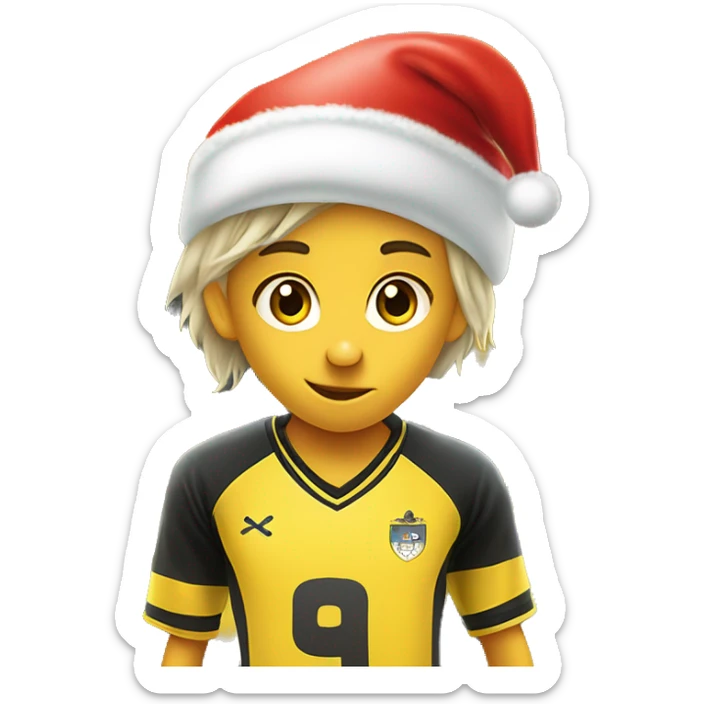9 year old kids soccer team called the silent knights, put a soccer ball with a Santa hat on the front of the jersey. All of the kids are yellow sticker
