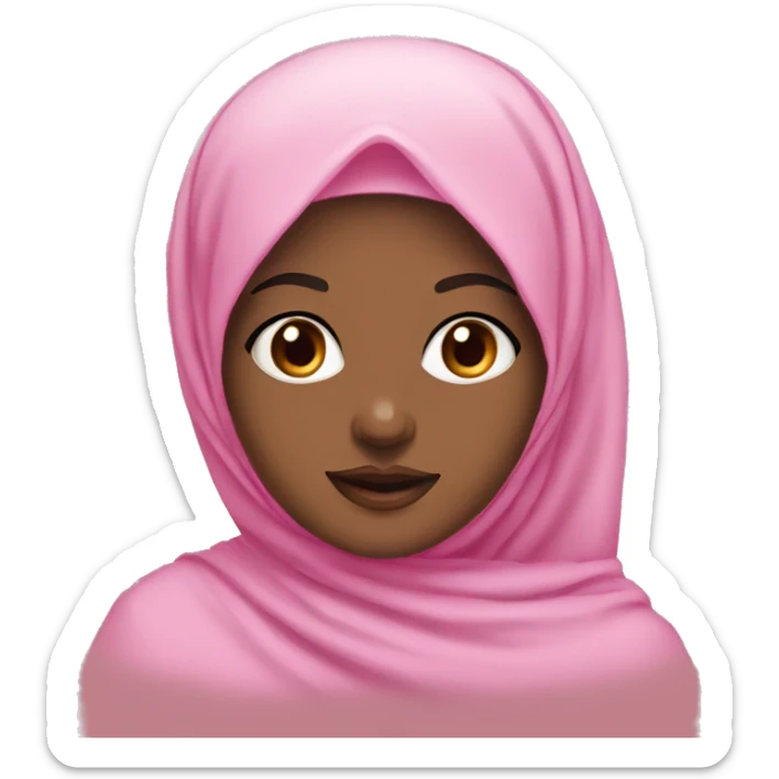 girl with brown eyes and pink lips wearing pink hijab  sticker