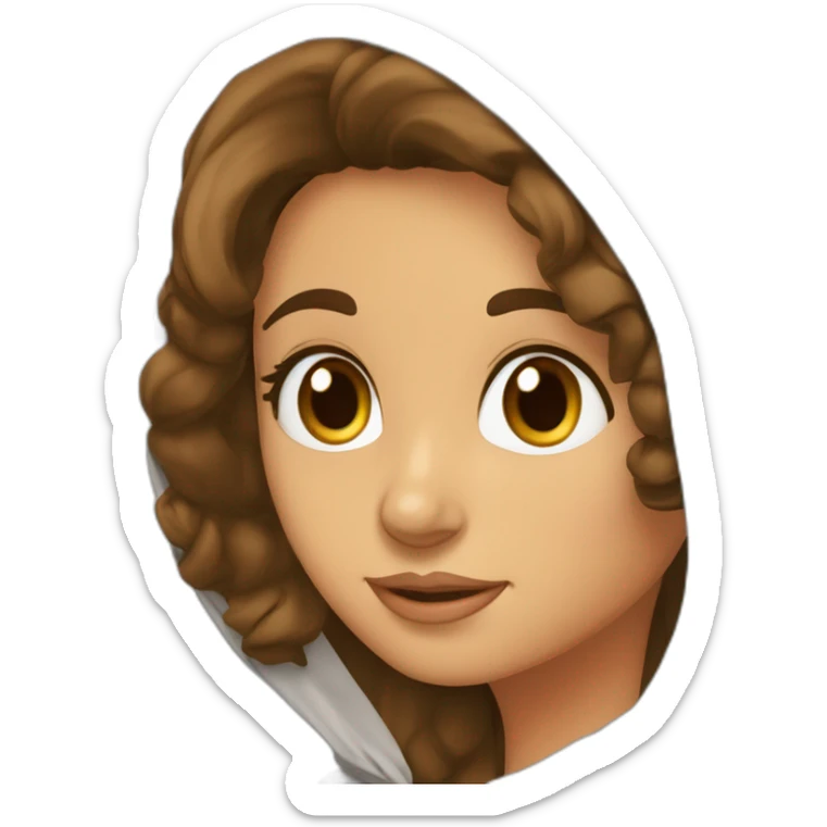 Fille arabe cheveux bouclés qui arrivent aux épaules front un peu grand yeux marron sticker