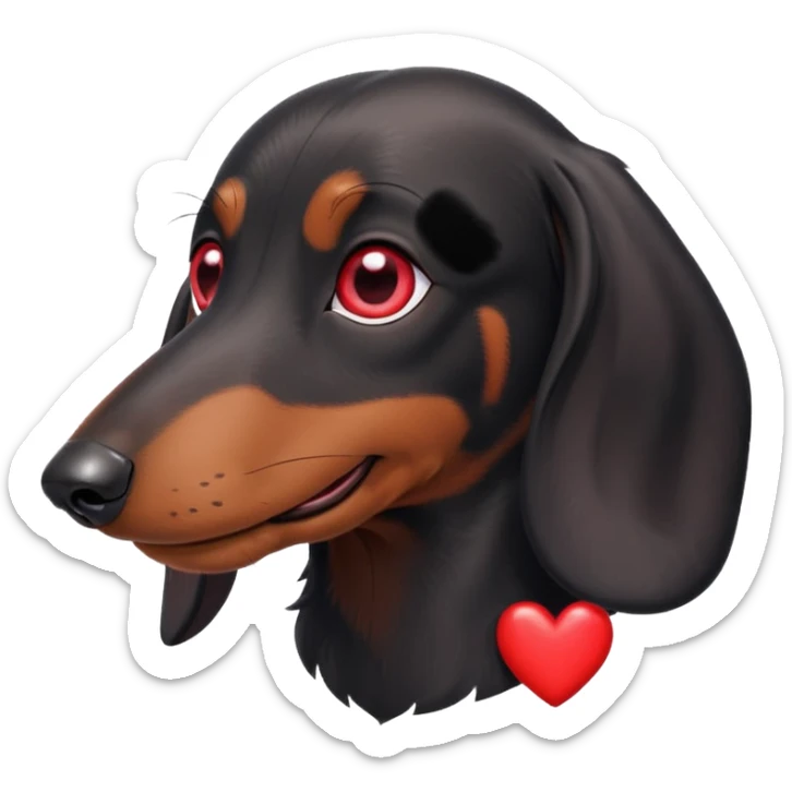 I want the face of a black dachshund with hearts around its head. sticker