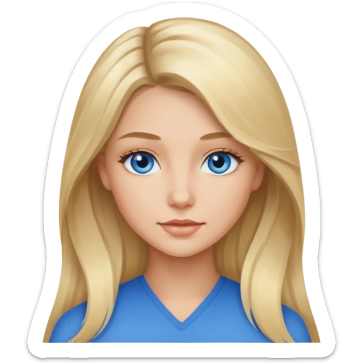 Blonde  balayage long hair Like Rapunzel women blue eyes  sticker