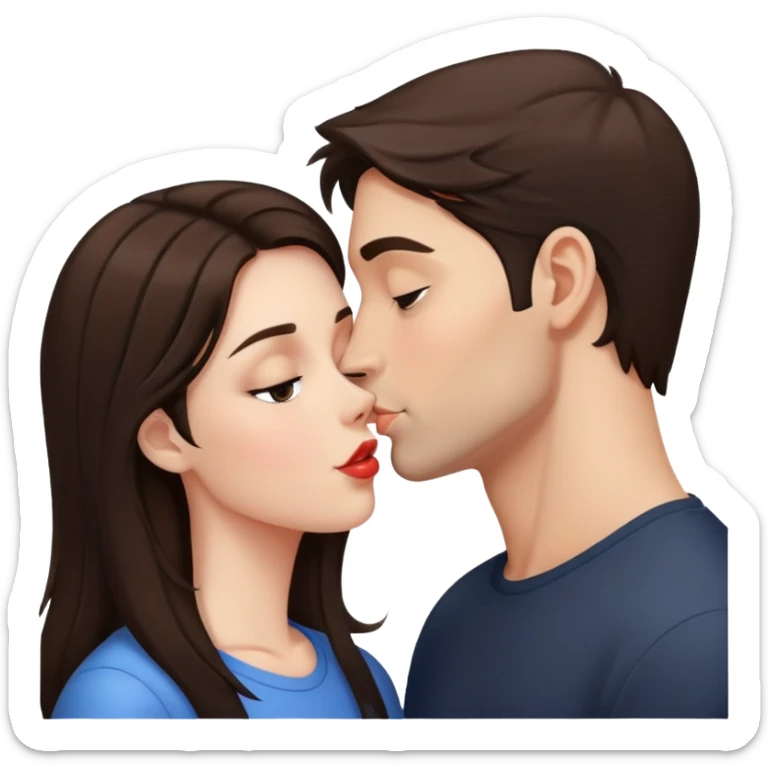 kiss-kiss brunette girl brunette man sticker