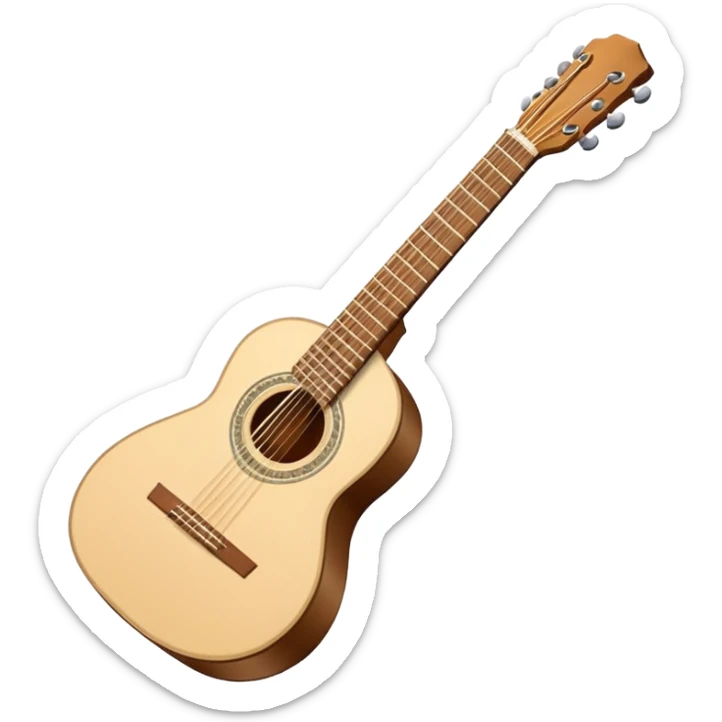 emoji de violão acústico mas apenas o corntorno branco em volta do violao fazendo o formato de um violão, sendo dentro desse contorno oco, sem nada, nenhuma cor ou imagem sticker