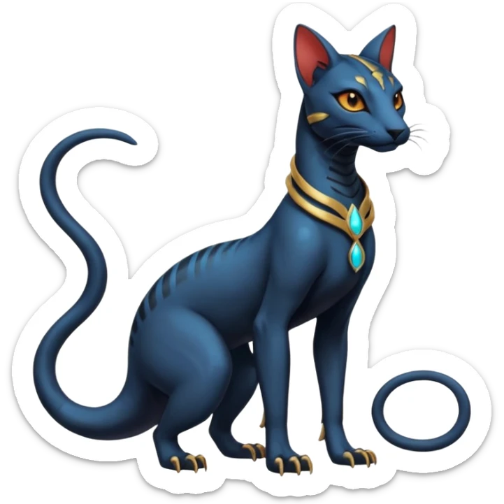 Futuristic Furry Ethereal Beautiful Salandit-Bastet-Fakémon-hybrid-creature (full body)  sticker