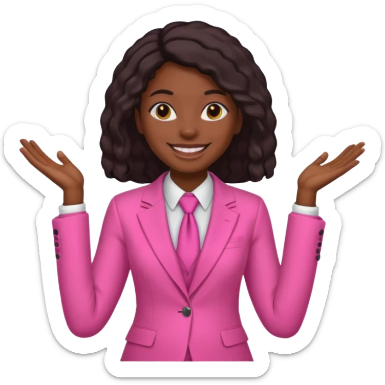Darkskin black woman wearing a pink suit sticker