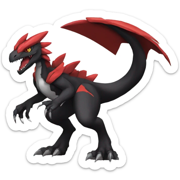  Cool Edgy Black Red Digimon-Fakemon-Guilmon-Velociraptor-Dragon full body sticker