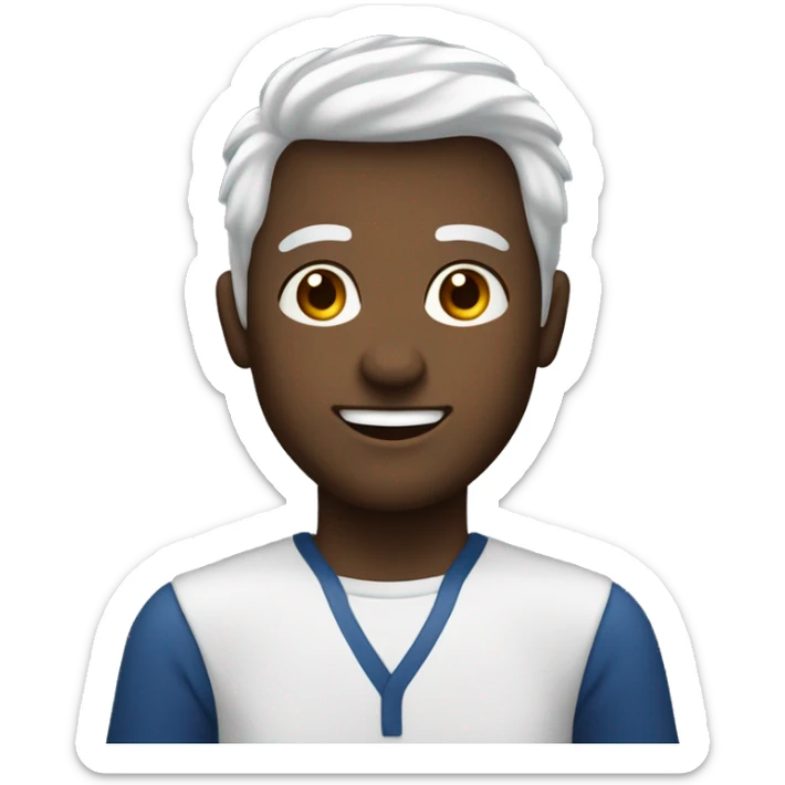 homem branco, de olhos claros, cabelo preto liso com camisa azul marinho  sticker