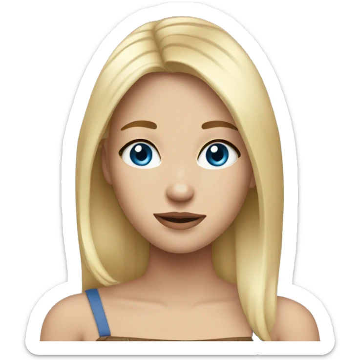 a girl with blue eyes and freckles, blonde hair and dark roots sticker