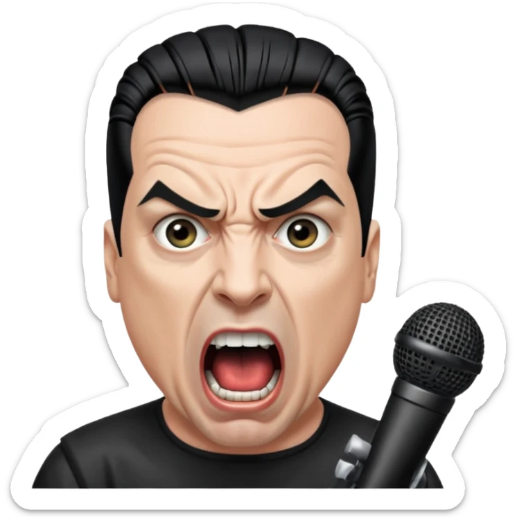 till lindemann, metal musician, screaming with mirophone sticker