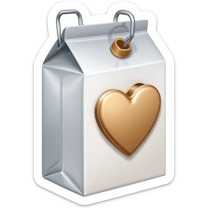 one milk paper clip and on top of the paper clip a brown heart sticker