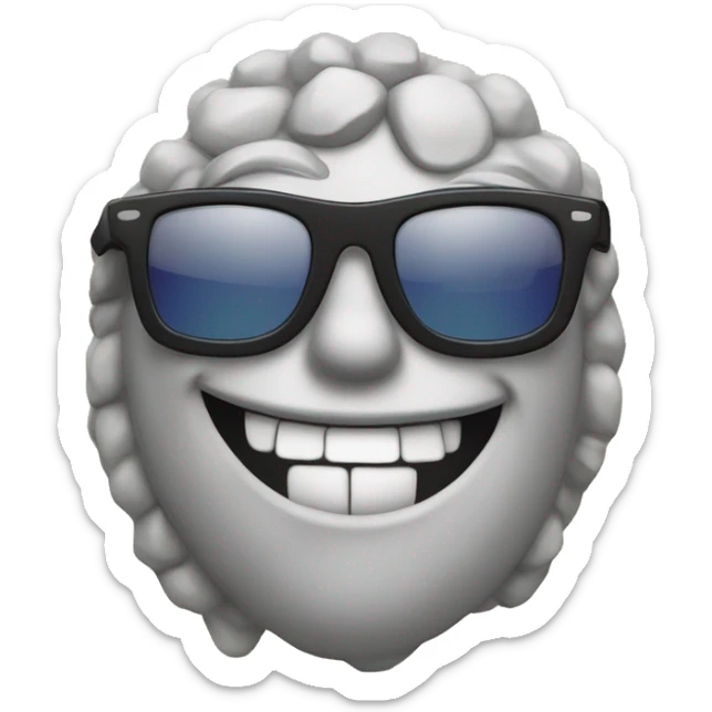 A fun, illustrated rock with a pair of cool sunglasses and a big grin. Add text with "R.C.T." or a small “Really Cool Team” label sticker