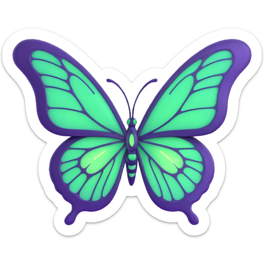 Add a glowing outline around the butterfly's wings, keeping the luminous #c0ff53 green, glowing highlights, magical particles, dreamy aura, fine elegant vein patterns, layered textures, ornamental details, and transparent background in a 3D cartoon, digital fantasy art style. sticker