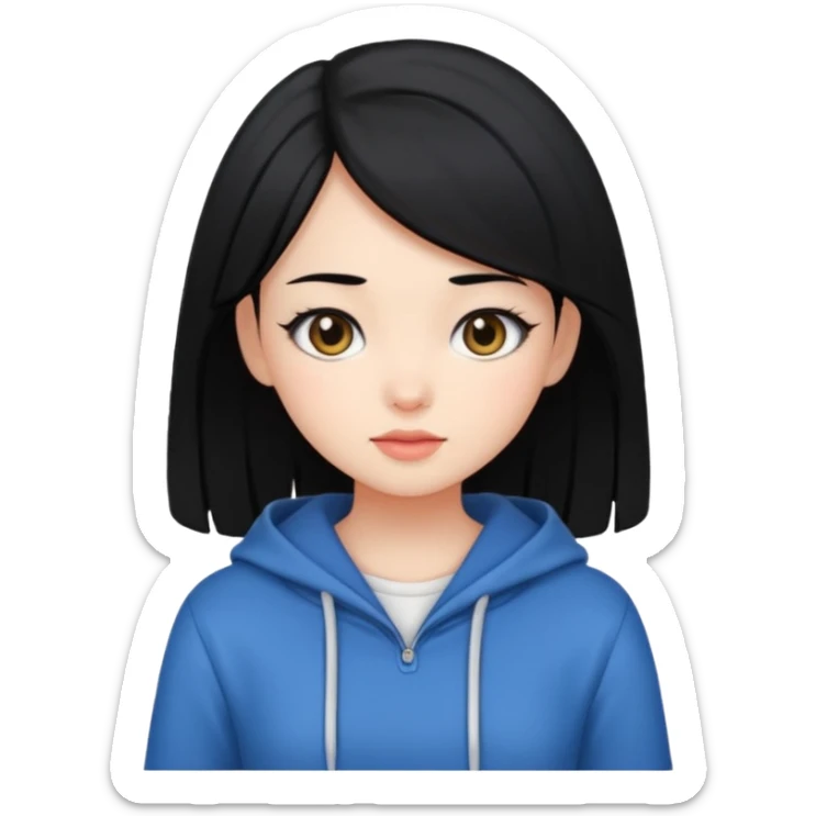 Gadis cantik, lucu, aesthetic, rambut pendek warna hitam baju aesthetic  sticker