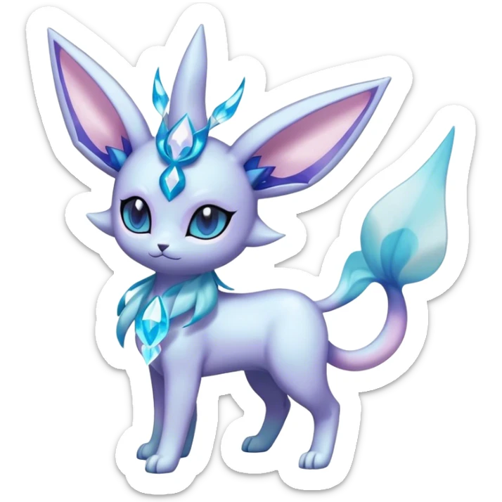 Shiny Cool Sparkly Cute Ethereal Espeon-Glaceon-Sylveon-Vaporeon-Fakemon-hybrid-fusion- full body sticker