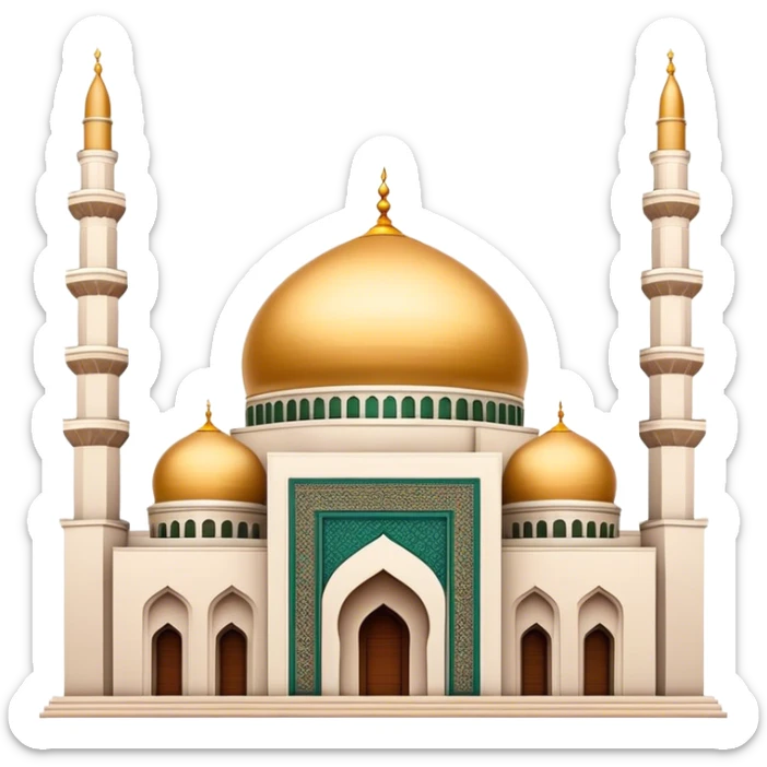 Cinematic Realistic Mohammad Al-Amin Mosque Landmark Emoji, showcasing the intricate architecture of the mosque rendered with rich textures and majestic, soft lighting. sticker