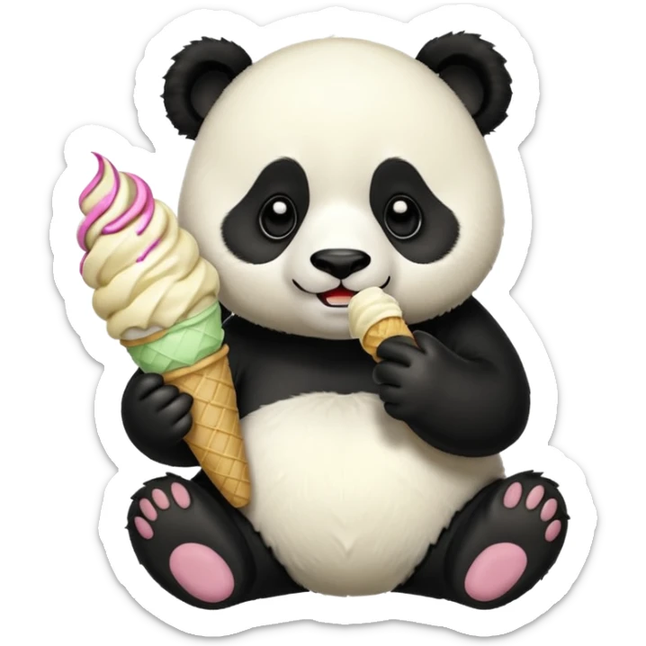 Panda eating ice cream sticker