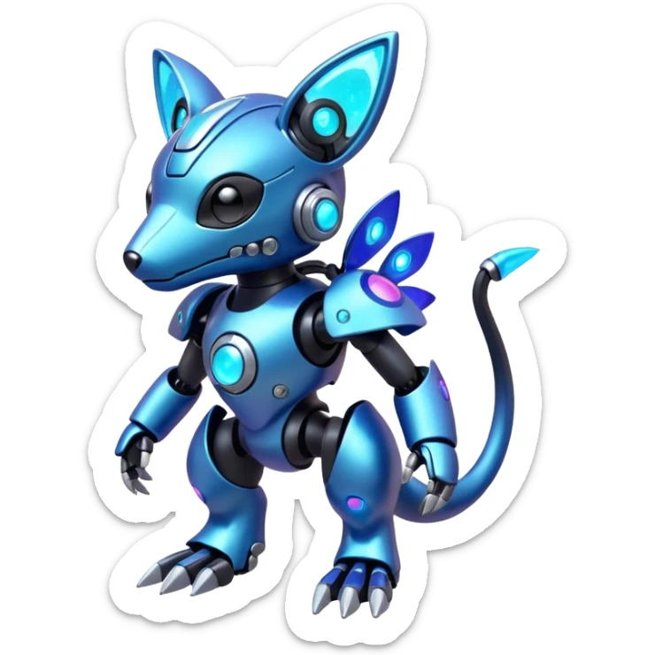 Mechanical Nebulae Cute Adorable Colorful Shiny Iridescent Futuristic Modern Cybernetic Protogen-Fakémon-Pokémon-creature-fusion (full body) sticker
