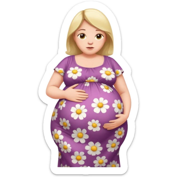 very heavily pregnant overdue woman with very  very big and large belly  sticker