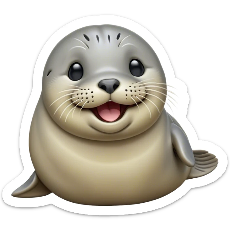 Cinematic Cute Yawning harbour seal Portrait Emoji, Head tilted slightly with a dramatic, wide-open yawn, showcasing a smooth, rounded body with gently drooping features and sleepy, half-closed eyes, Simplified yet irresistibly adorable features, highly detailed, glowing with a soft, cozy maritime glow, high shine, relaxed yet expressive, stylized with a dash of whimsical ocean charm, soft glowing outline, capturing the essence of a drowsy yet affectionate harbour seal that appears ready to stretch out for a nap! sticker