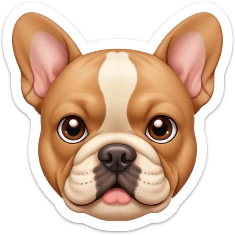 tan French bulldog face, no body, close-up portrait sticker