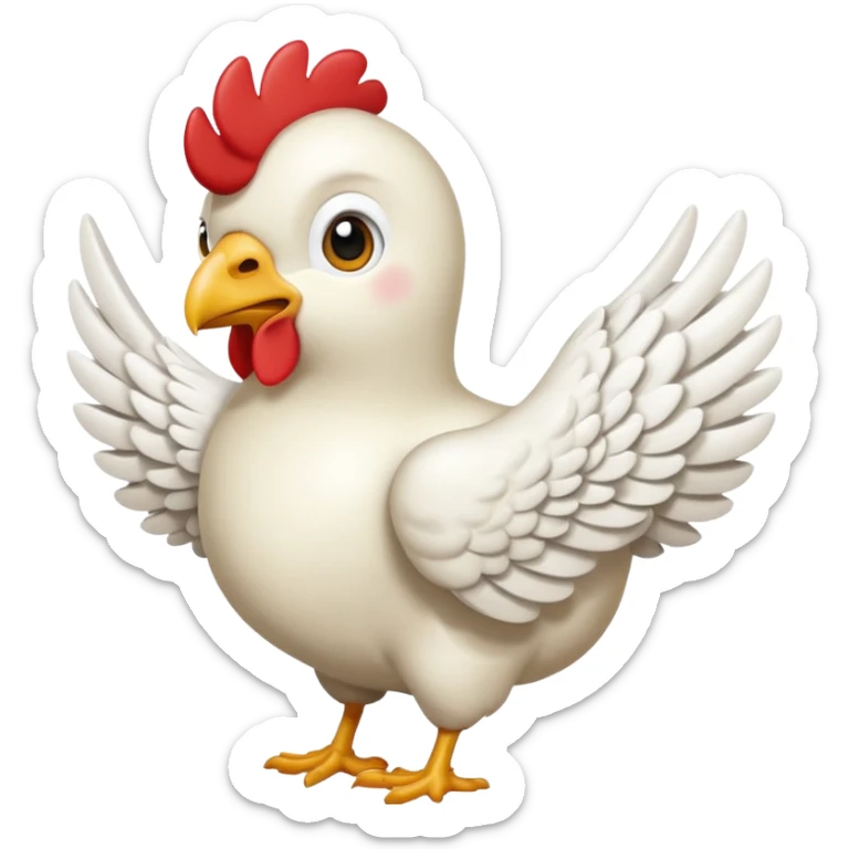Me podrías hacer un emoji de un pollo con alas de ángel y cuernos de pony sticker