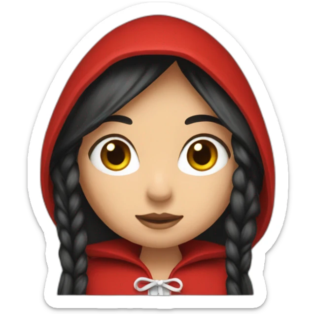 red-ridding-hood-girl-with-long-black-strait-hair-with-white-break sticker