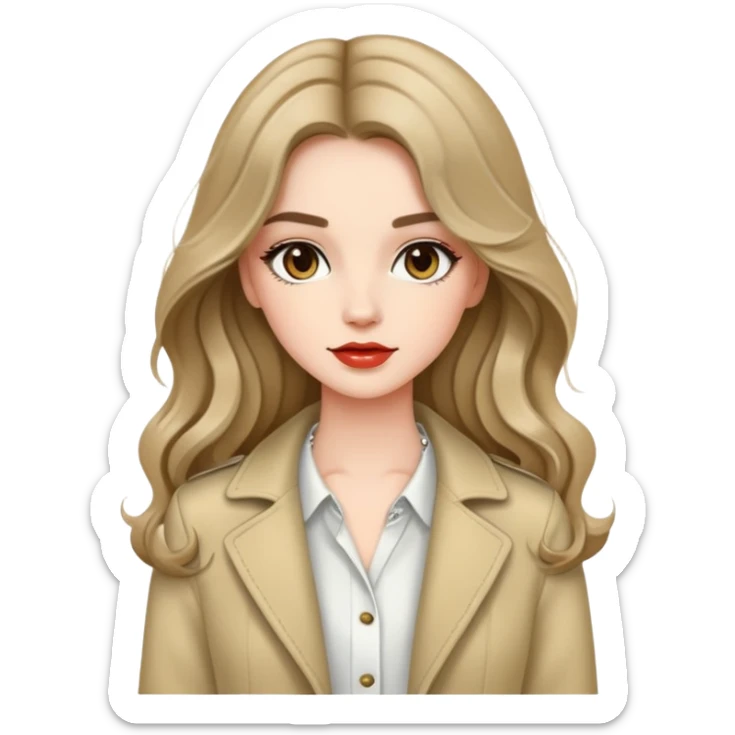 Fashionable girl with stylish outfit and long slightly wavy hair sticker