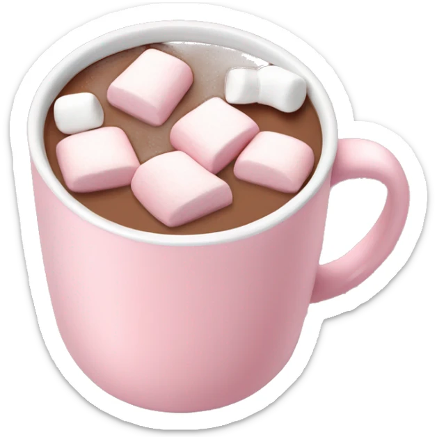 Light Pink mug of hot chocolate with marshmallows  sticker