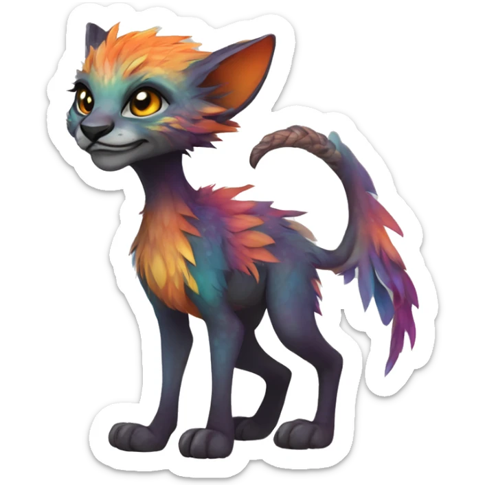 Colorful vernid fantasy creature LiLaiRa Kamirah Falvie whiskers paws full body sticker