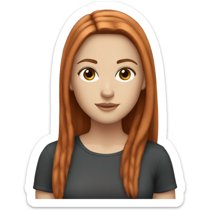 White girl auburn straight hair with brown eyes sticker